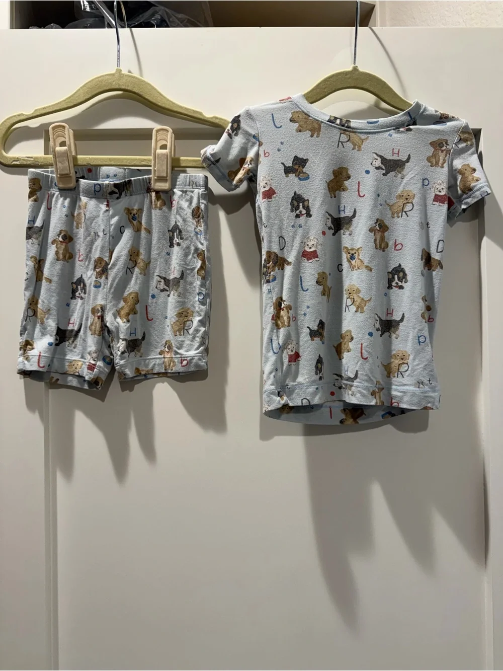Angel Dear Light Blue Puppy Print Short Pajama Set